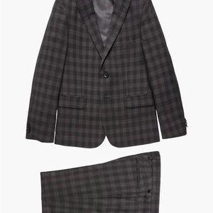 Kenneth Cole Reaction Kids Gray Plaid Suit Set Slim Fit